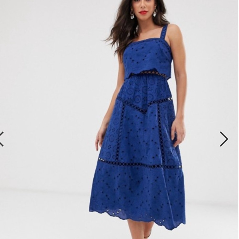 ASOS DESIGN broderie cami midi lace dress